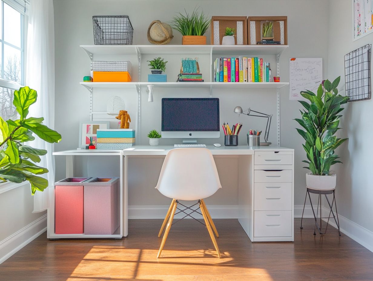 Visual representation of stylish storage solutions for home offices.