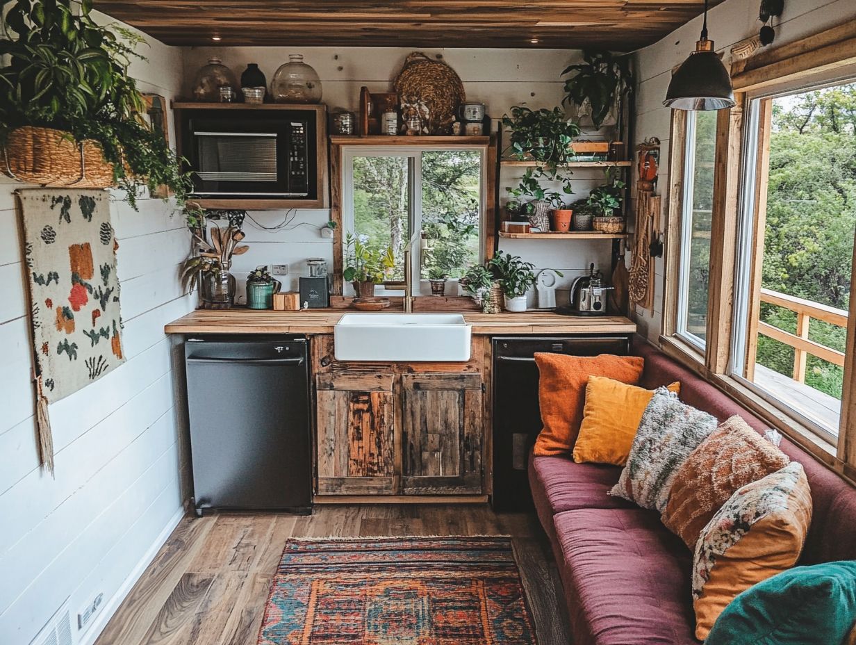 A colorful tiny house interior showcasing design inspiration