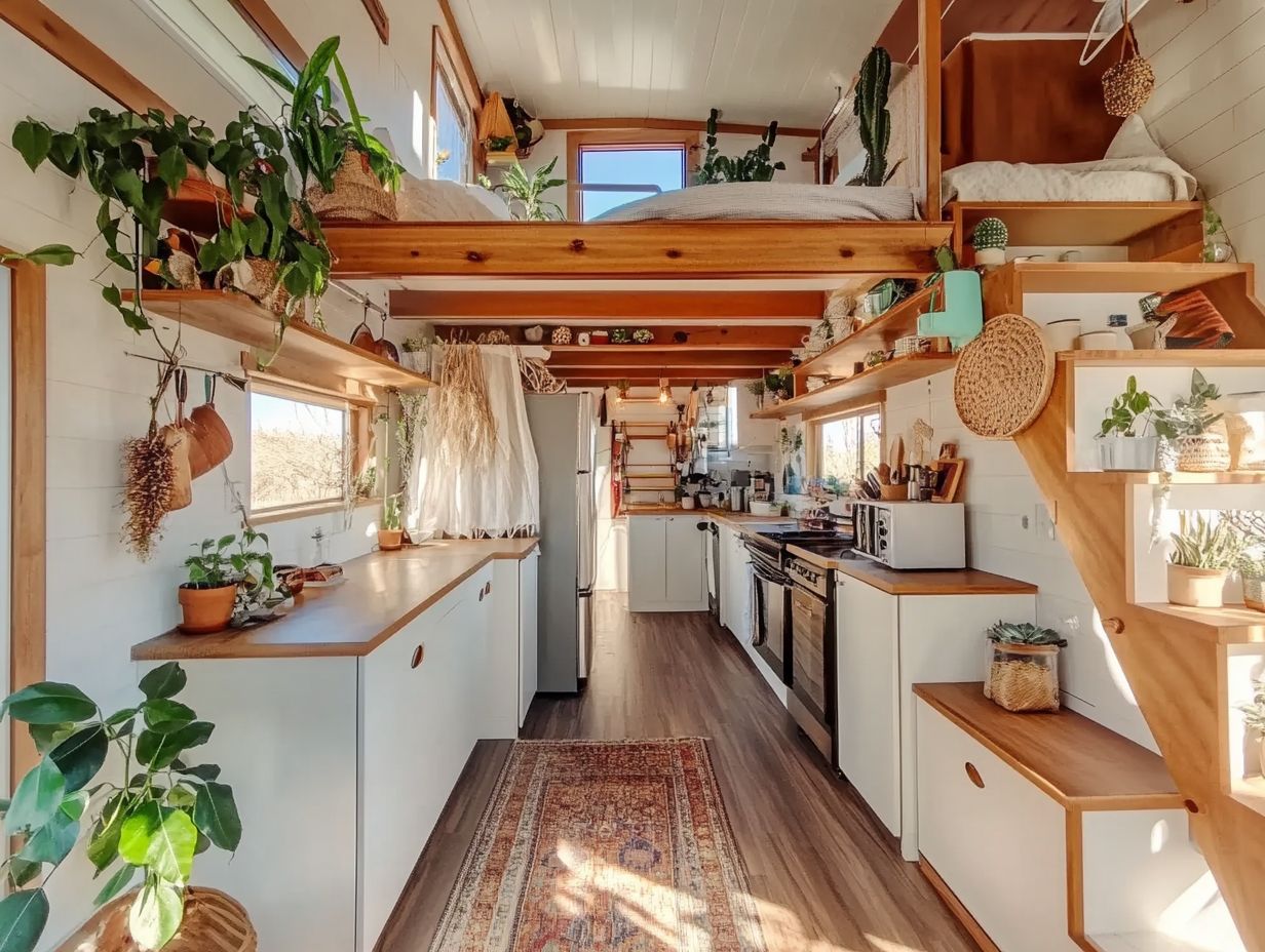 A beautiful tiny home interior with natural elements for eco-friendly living