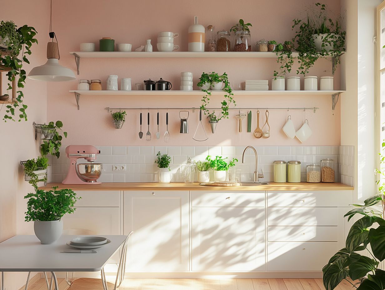 A photo showcasing how to create the illusion of more space in a tiny kitchen.