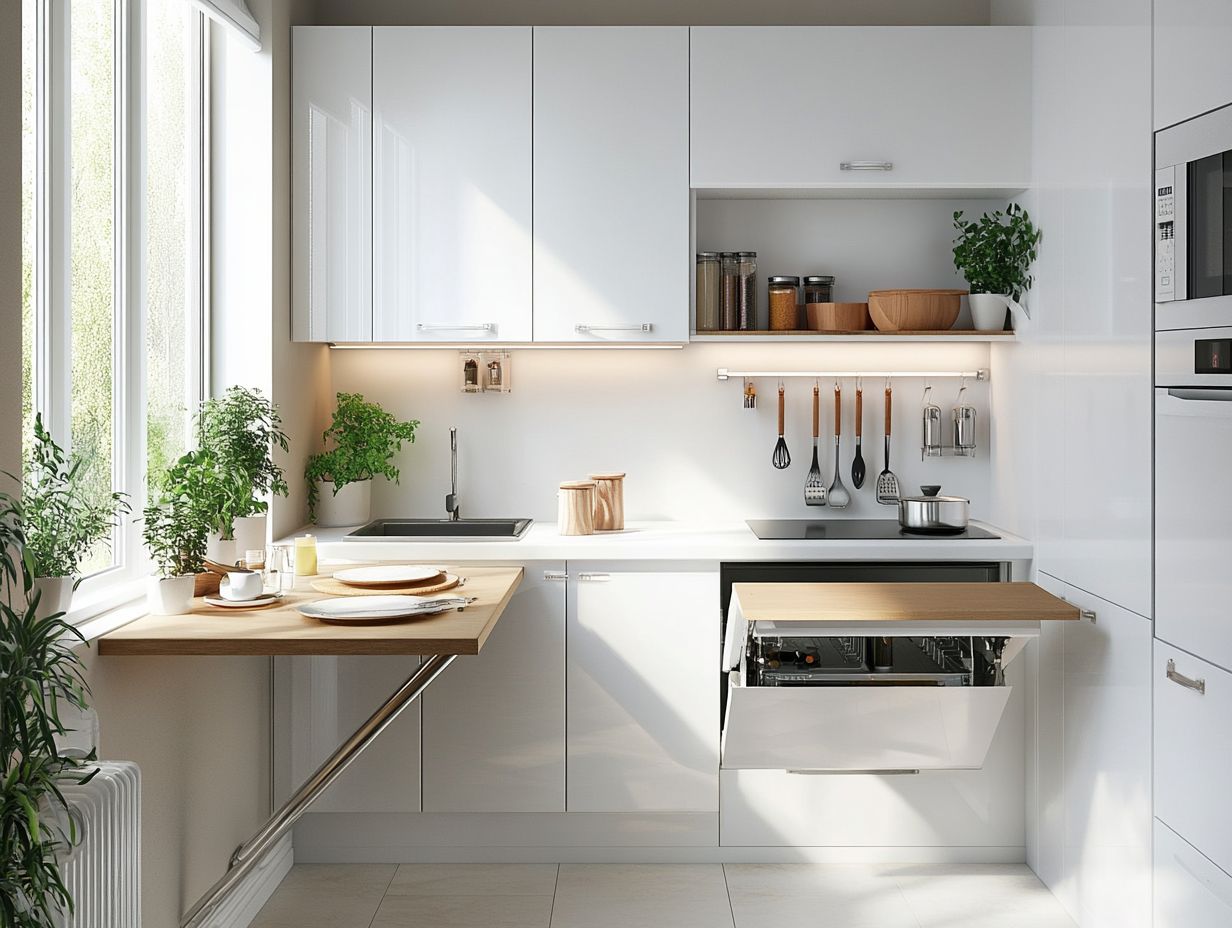 A bright and inviting small kitchen with effective lighting and color choices.