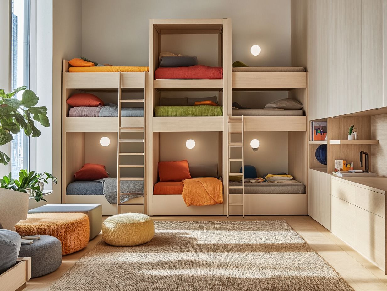 Loft bed maximizing space in a stylish apartment