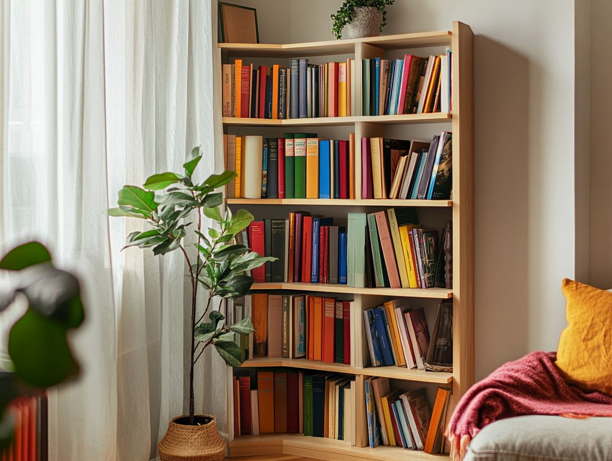 Space-saving bookshelf designed for tight corners