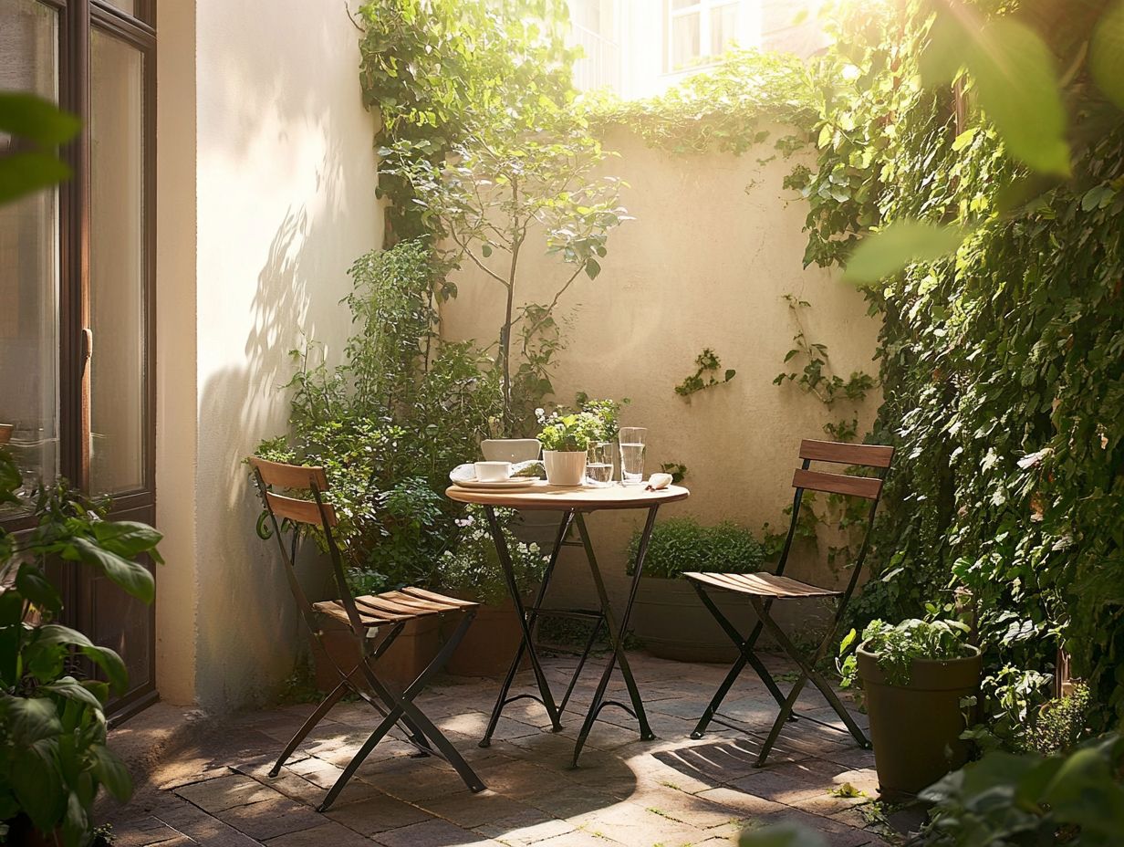 A stylish wall-mounted table for compact outdoor dining