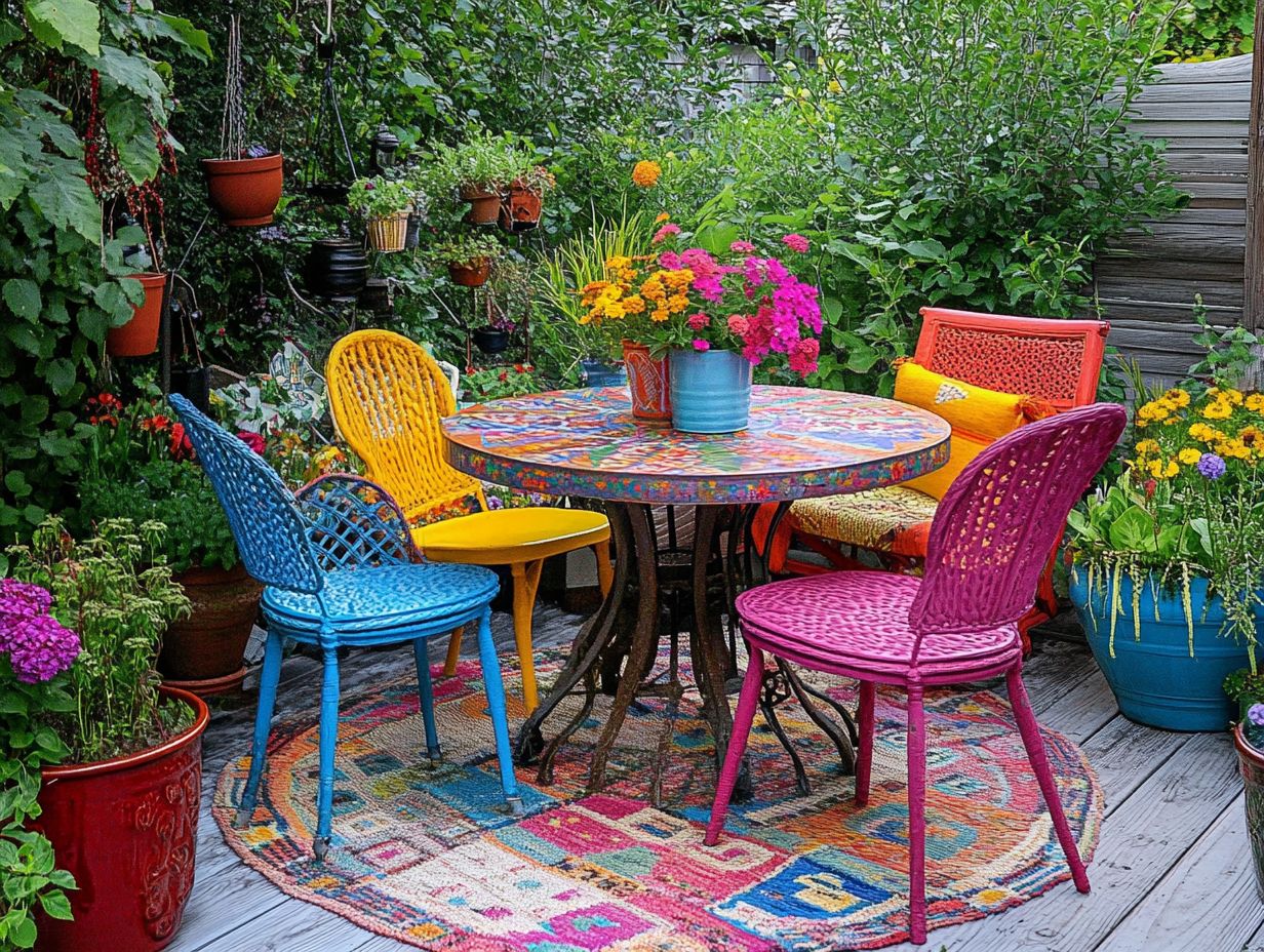 Colorful tableware and accessories for outdoor dining