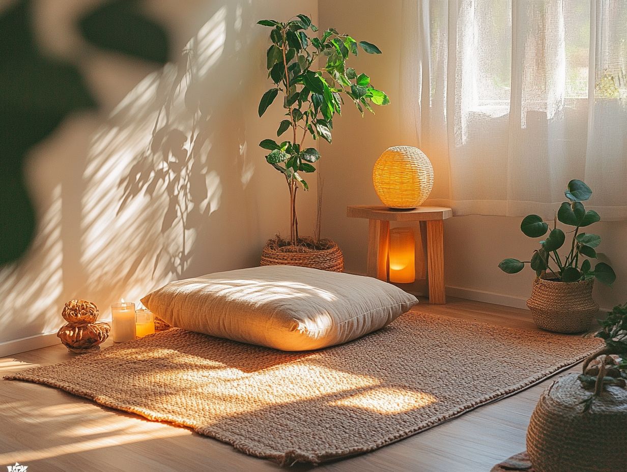 An inviting Zen space in a tiny home showcasing natural elements.