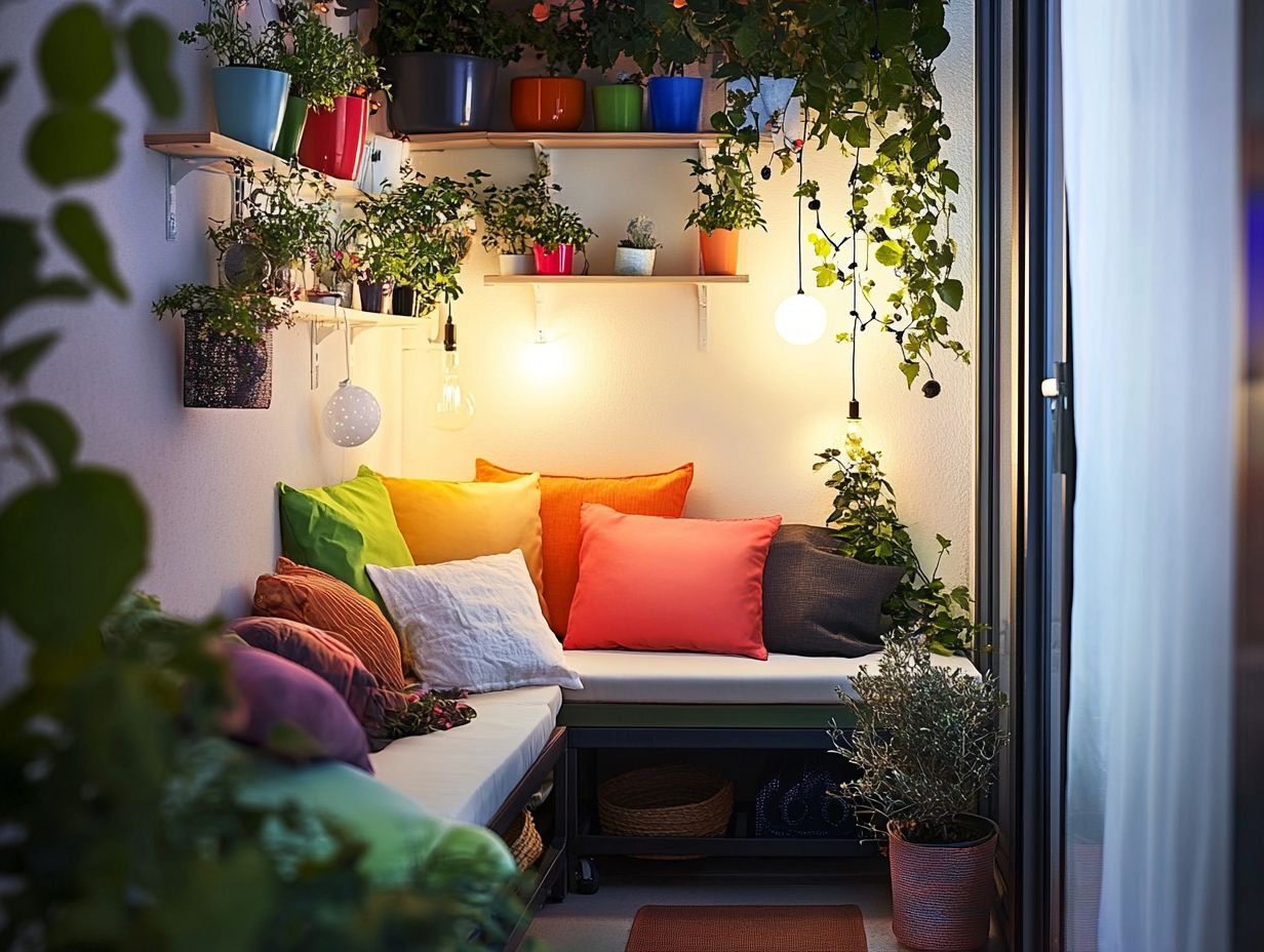 Railing planters showcasing fresh herbs and a privacy screen on a balcony