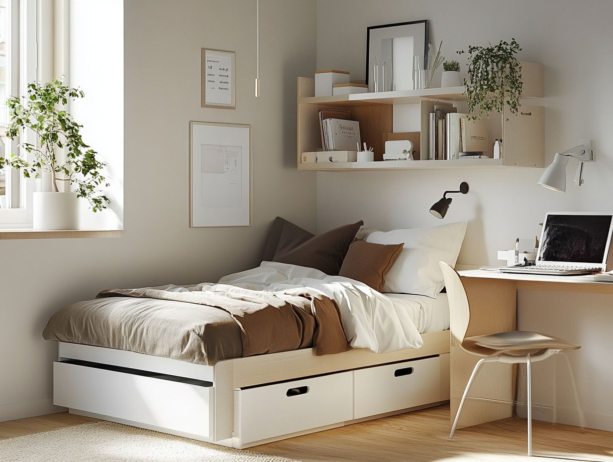 A visual representation of creative storage solutions for small bedrooms.