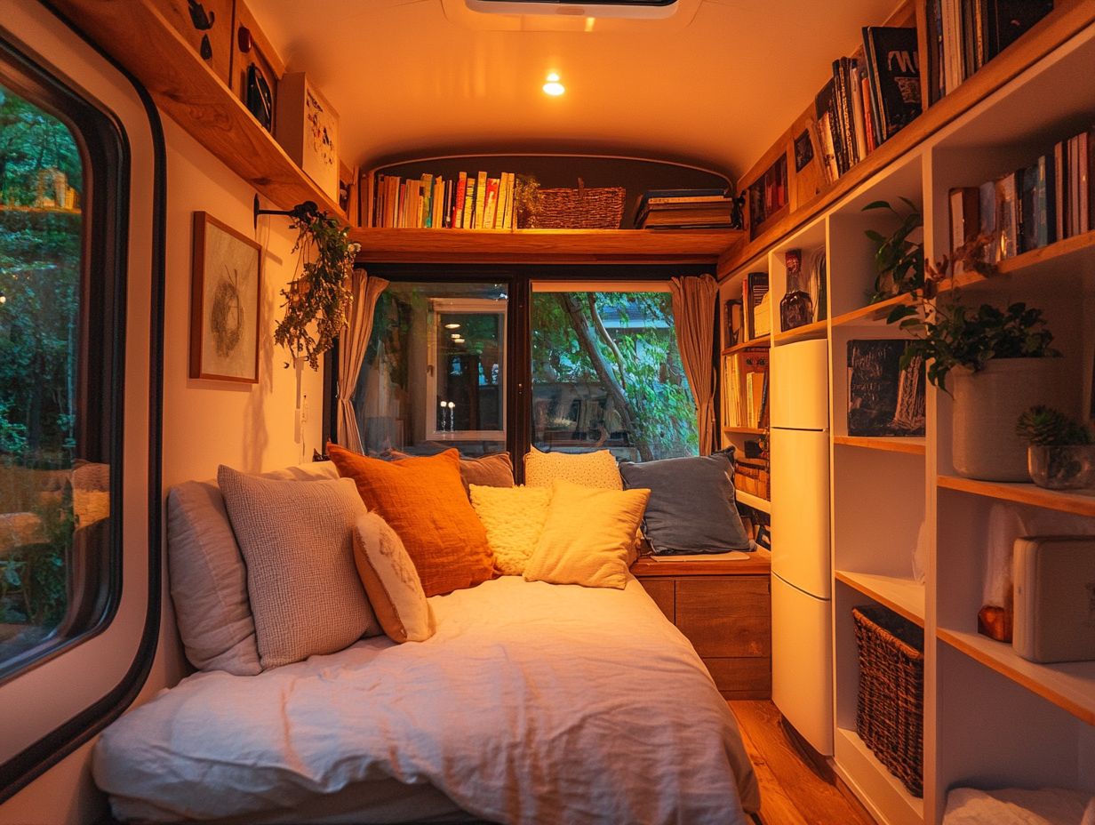 Wall-mounted storage solutions in a tiny house