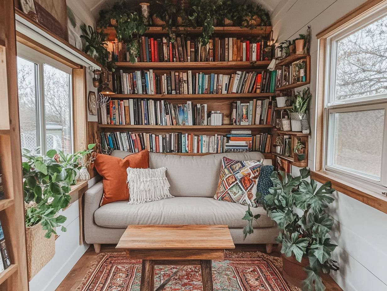 Image depicting frequently asked questions about decorating a tiny house on a budget