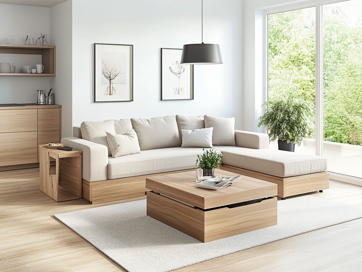 Image illustrating key takeaways for designing with multi-functional furniture.