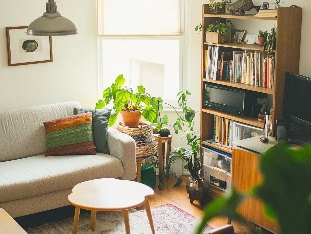 A well-arranged living room featuring multi-functional furniture