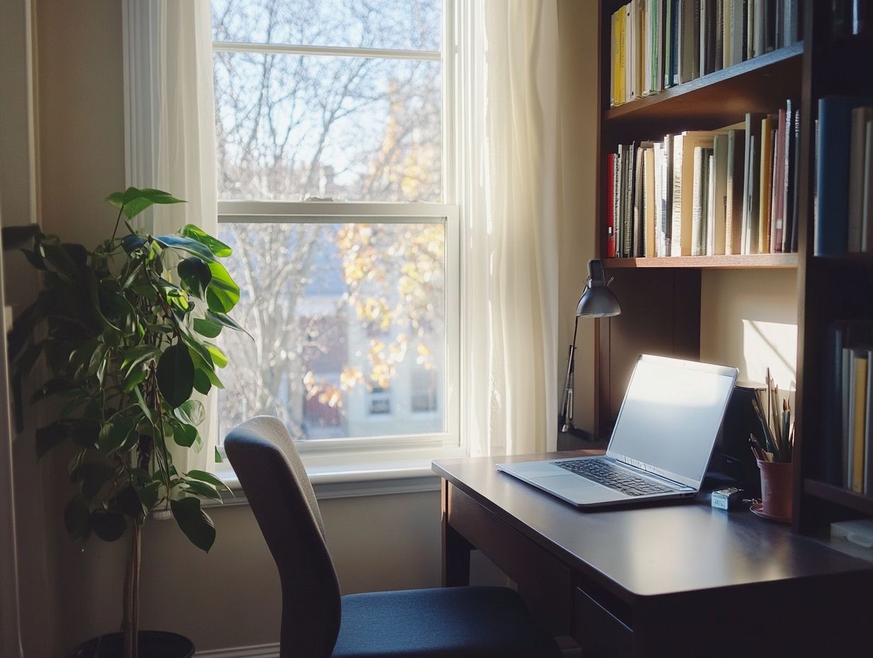 Cozy home office setup with tips for reducing noise