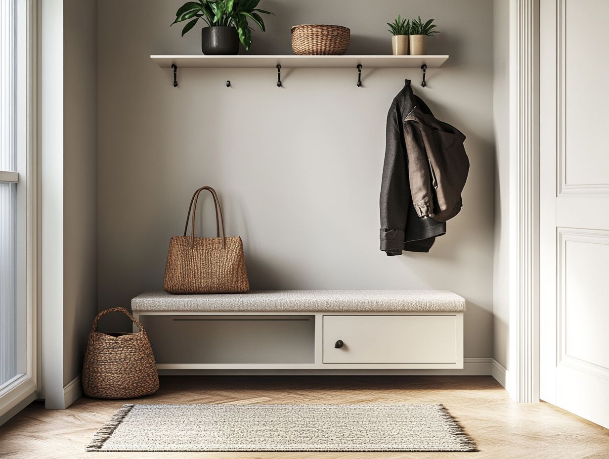 How can I maximize storage in a small entryway using built-in cabinets?