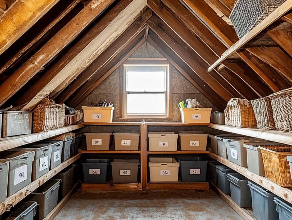 A well-organized attic showcasing efficient storage solutions