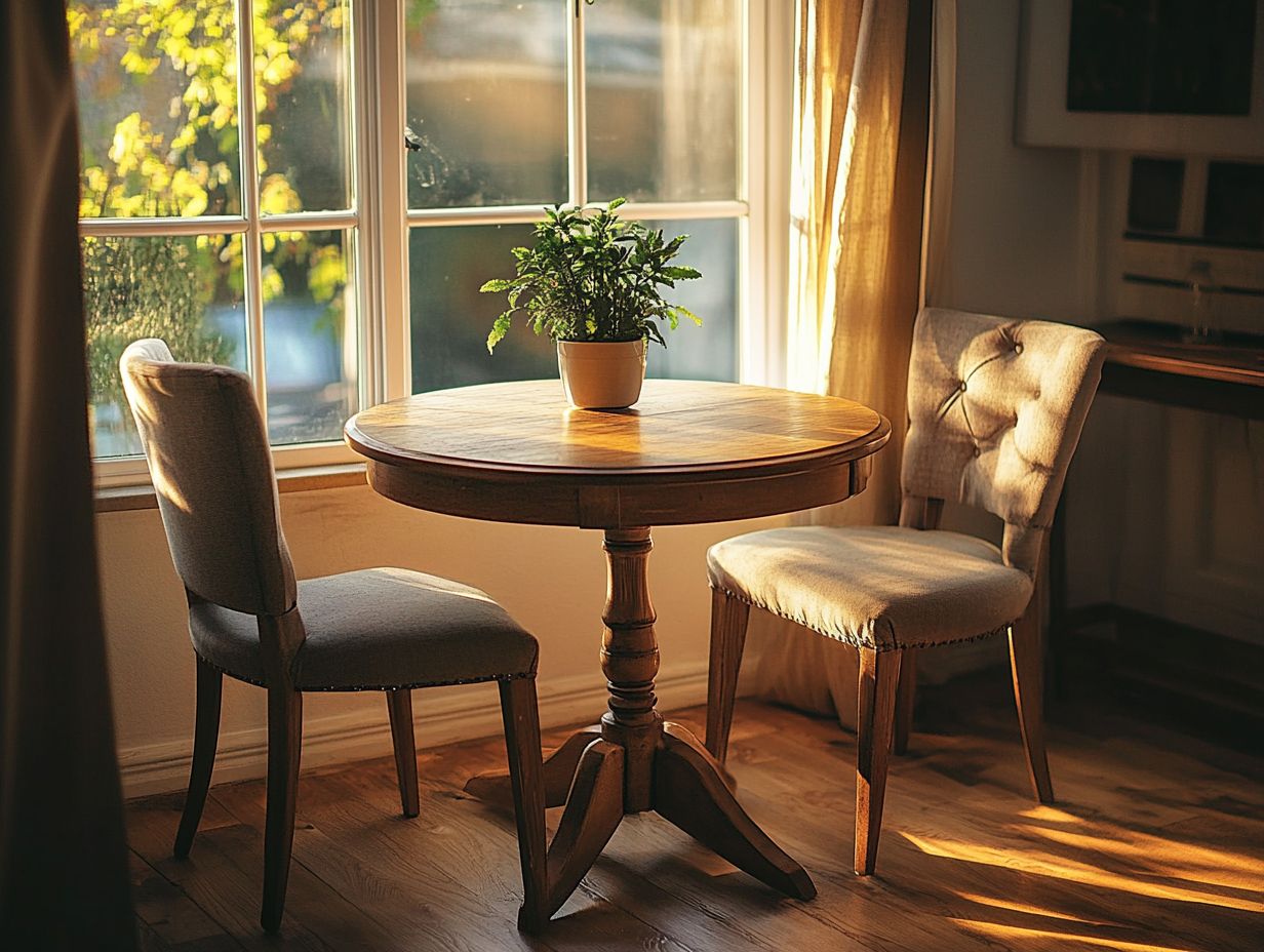 Image showcasing key takeaways for selecting dining tables for small spaces.