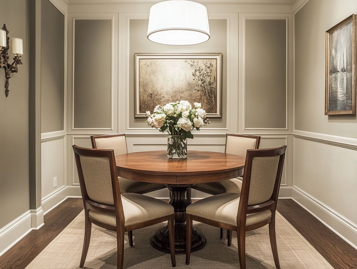 Stylish small dining area with extendable table