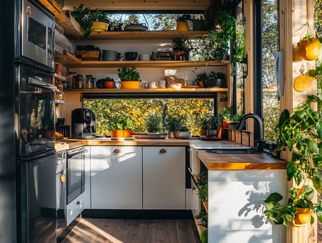 Organizing and decluttering in a tiny house kitchen