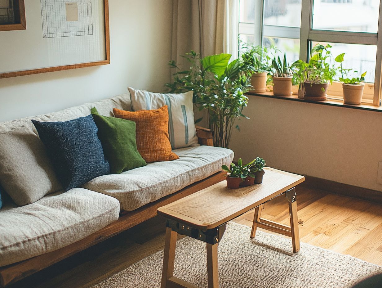 A bright and airy living space featuring space-saving furniture