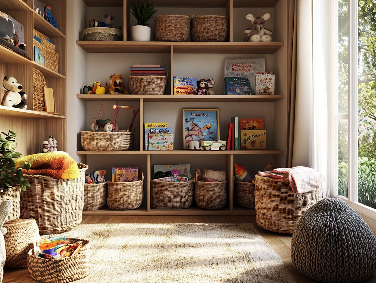 A beautifully organized space showcasing various baskets for storage