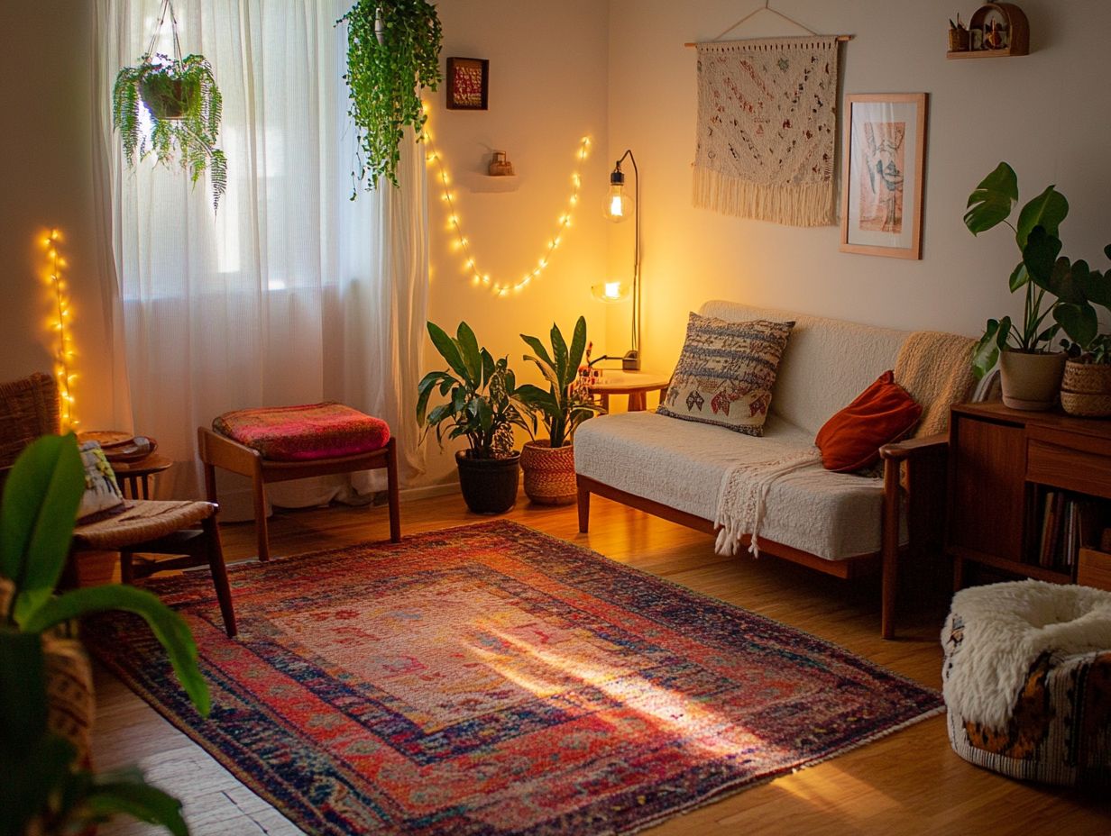 Rugs can help create the illusion of more space in a tiny room.