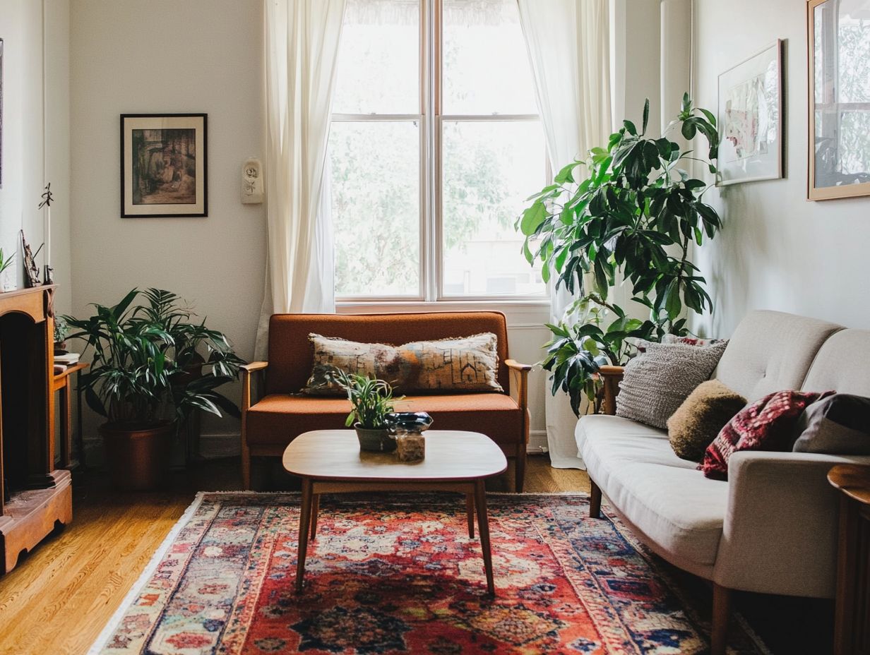 A beautifully arranged living space featuring various rug types