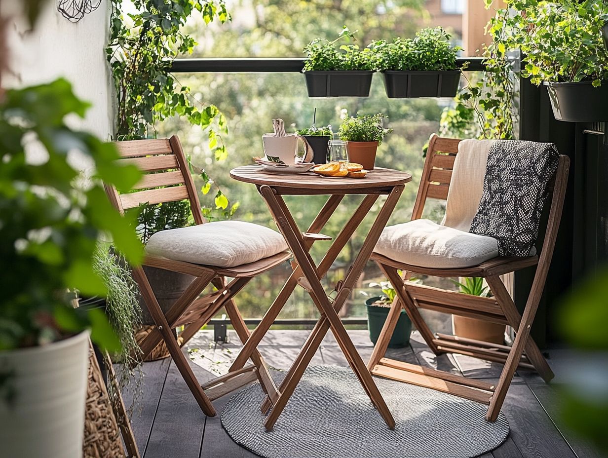 What are some space-saving portable furniture ideas for tiny outdoor spaces?