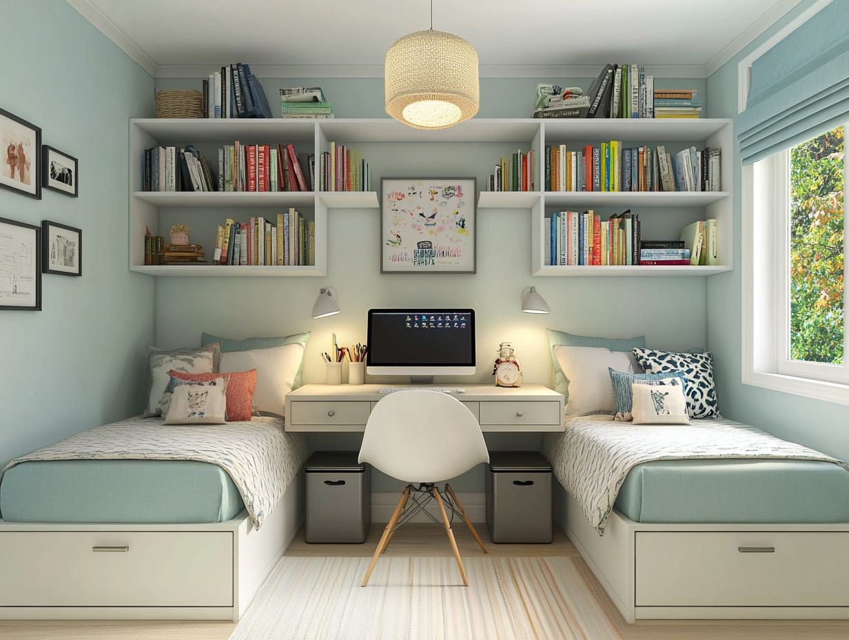 Graphic showing space-saving solutions for shared bedrooms