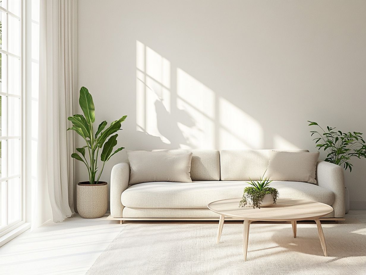 A serene and organized minimalist living space showcasing simplicity and elegance.