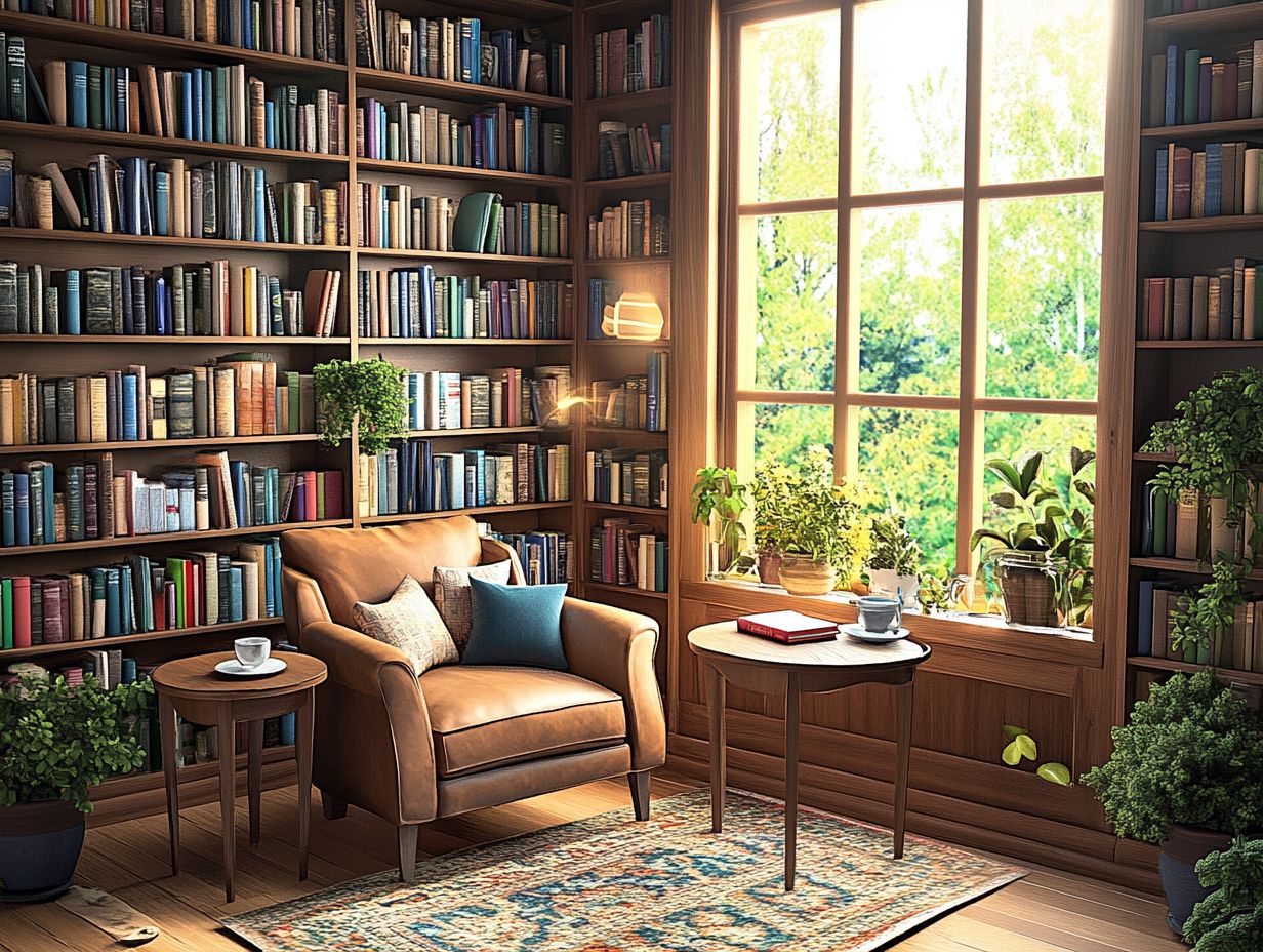 Graphic showing key takeaways for home library storage solutions