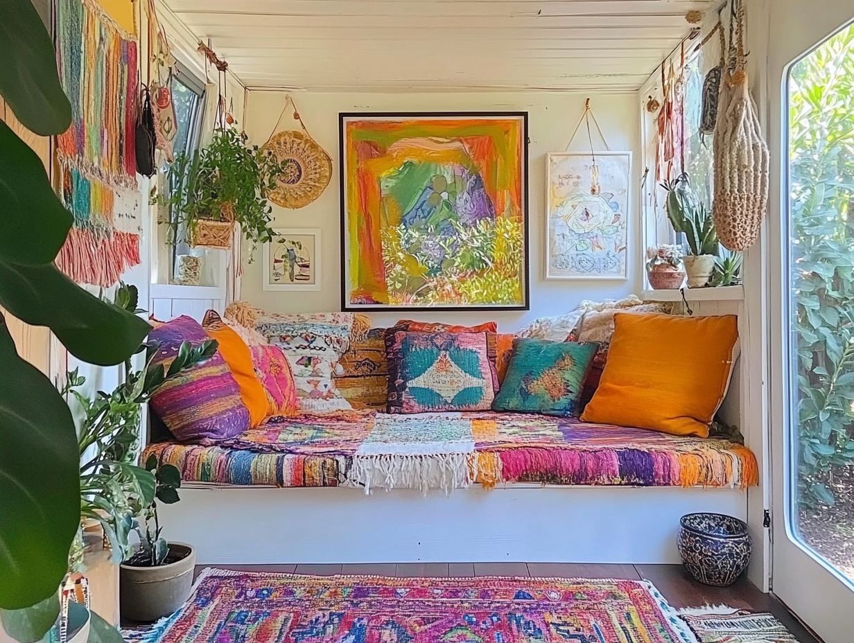 Colorful wall art in a tiny house decor setting