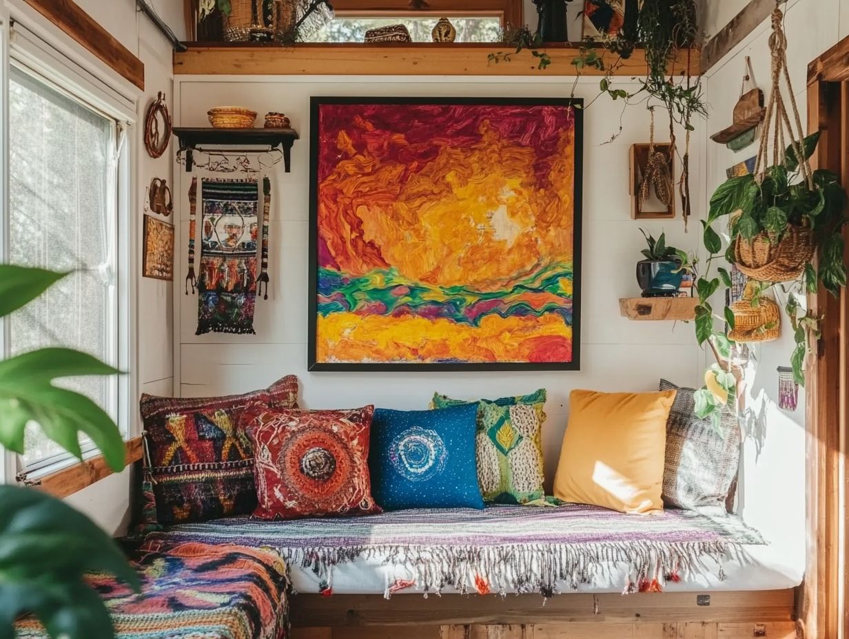 An example of mixing and matching art styles in a tiny house decor