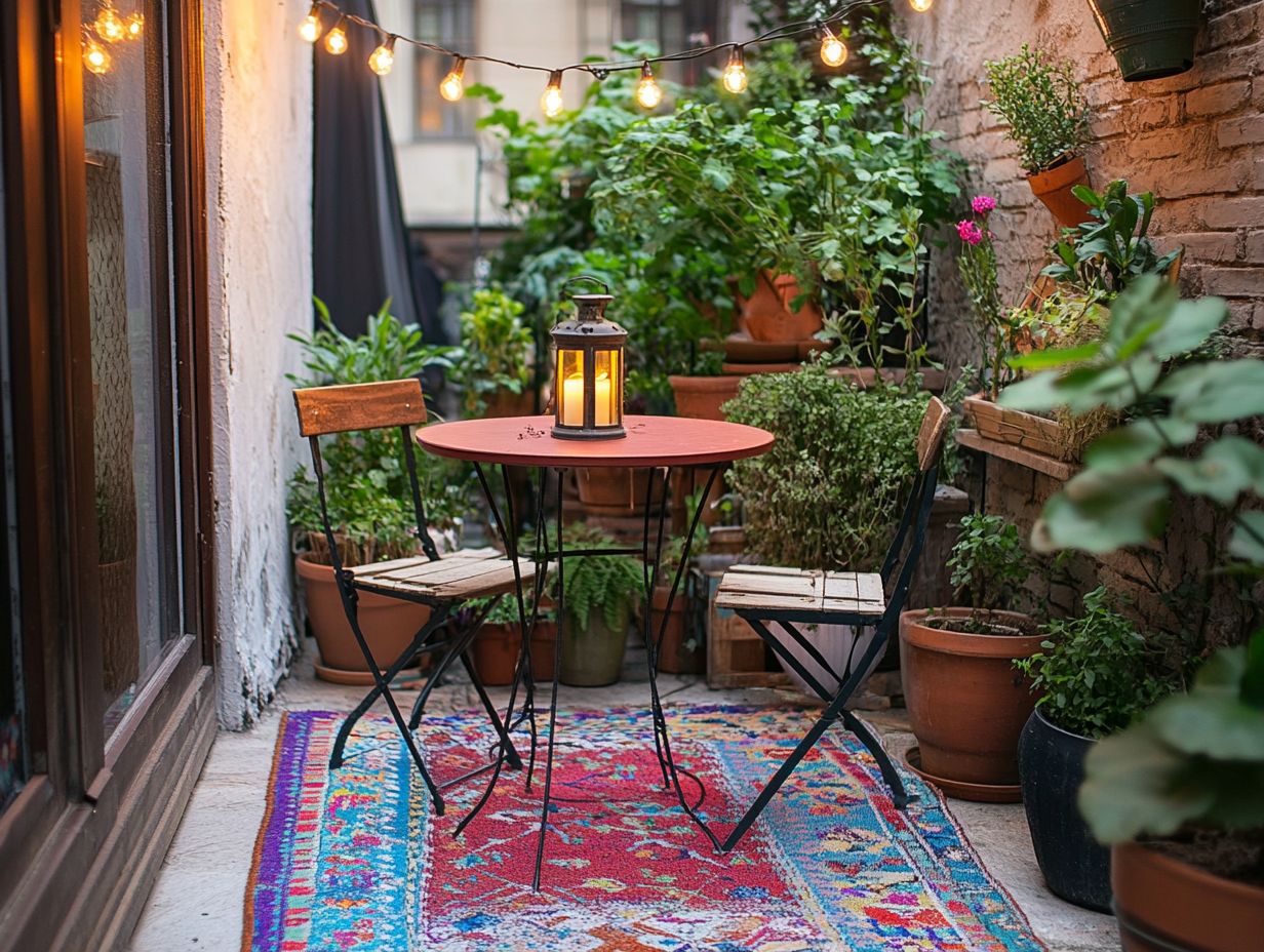 Beautiful outdoor space styled with personal touches and cozy decor