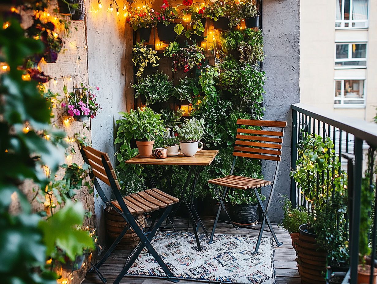 A beautiful small balcony with outdoor furniture