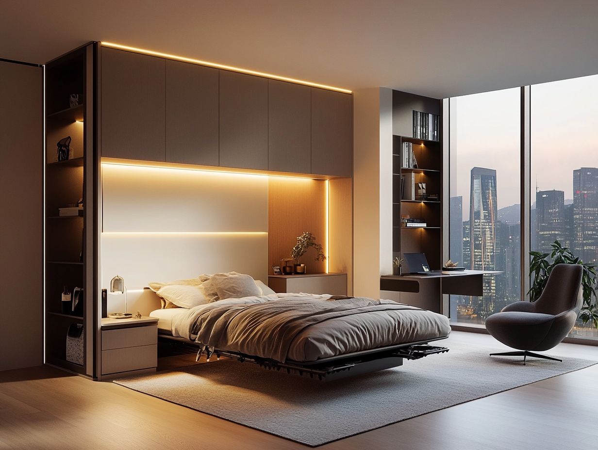 Image showing creative ways to incorporate multi-functional furniture in a bedroom setting