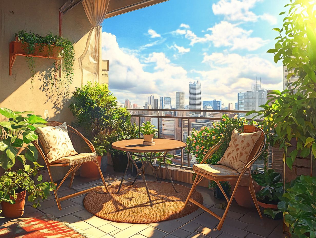 Transforming a small balcony with stylish outdoor furniture for a cozy living space.