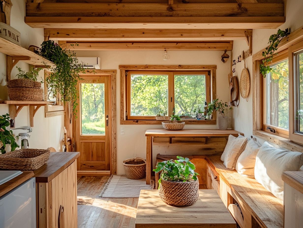 A variety of DIY projects featuring natural materials in a tiny house.