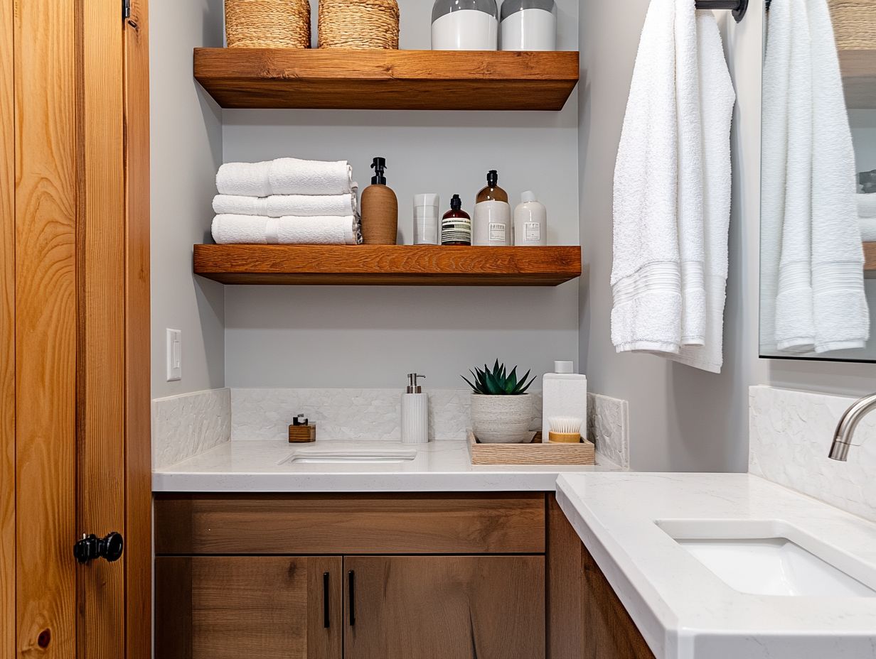 Infographic showing the best storage solutions for tiny bathrooms