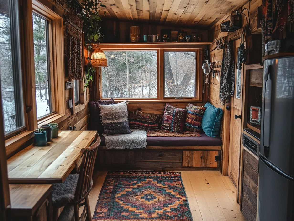 Various textures in tiny house decor