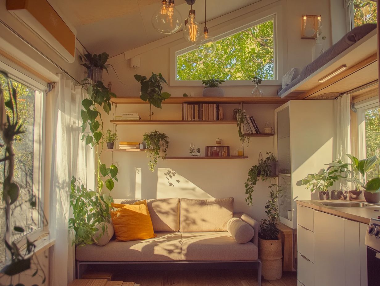 A beautifully lit tiny house interior showcasing effective lighting choices